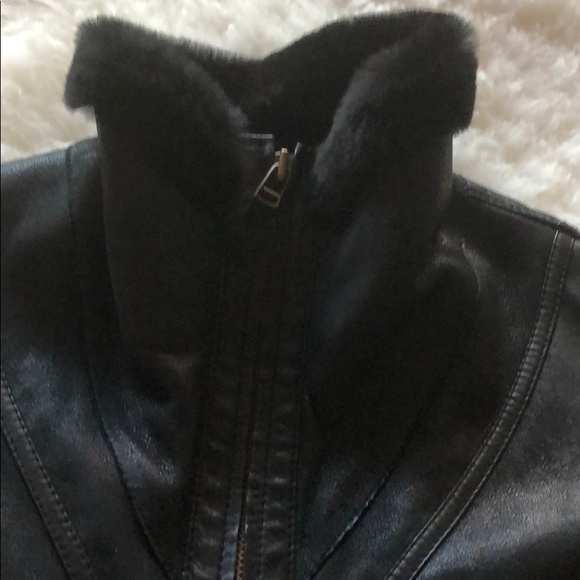 Designer Autunno black shearling leather jacket - Picture 5 of 8